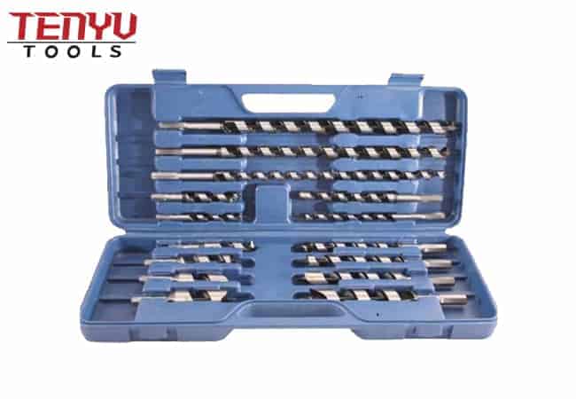 Conjunto de broca hexagonal de broca de madeira de haste hexagonal de 15 peças em uma caixa de plástico para drywall de plástico de madeira macia e dura e materiais compostos
