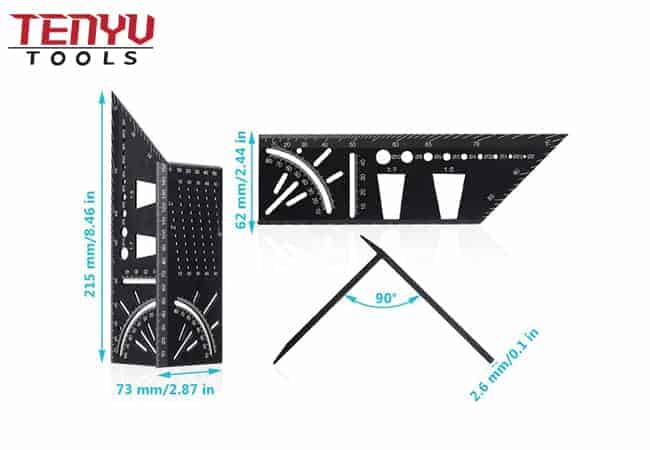 Aluminum Alloy Woodworking 3D Mitre Angle Measuring Tool for Carpenter's Layout Ruler Gauge