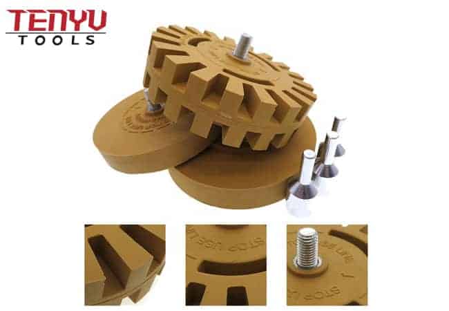Car Decal and Sticker Remover Eraser Rubber Wheel Tool with Drill Adapter Kit
