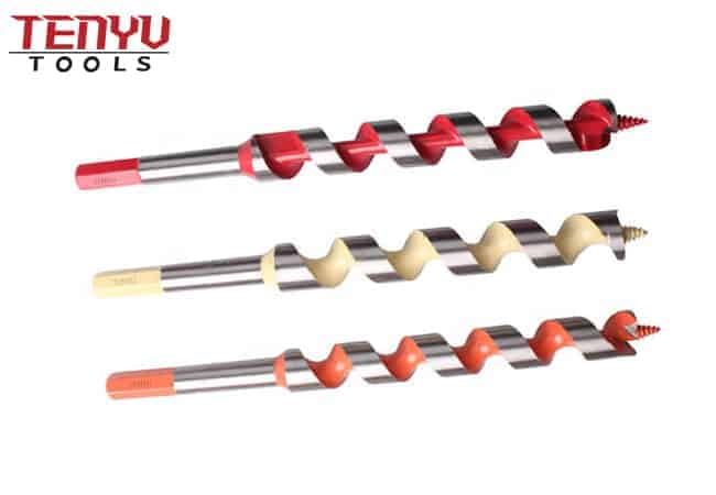 Colorful Wood Auger Drill Bits with Hex Shank Single Flute Screw Point for Smooth and Clean Wood Drilling