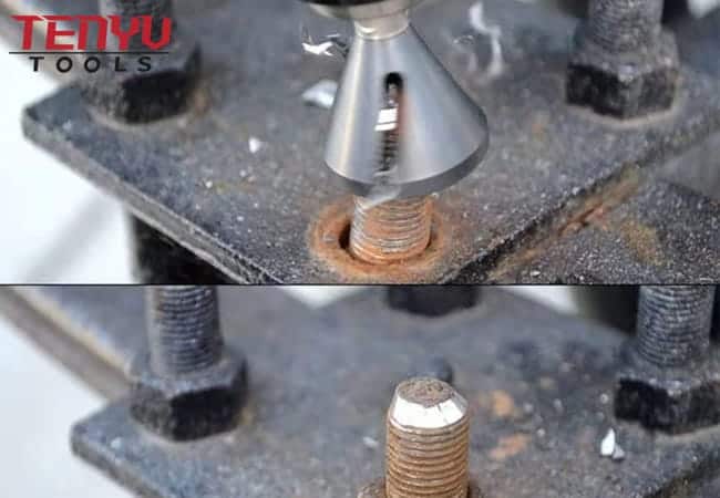Herramienta de desbarbado de perno de chaflán externo para desbarbado, broca para reparación rápida de removedor de rebabas, chaflán externo de Metal dañado