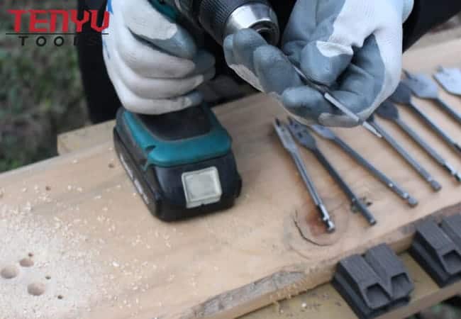 Broca de paleta de pala de madera plana de punto central de vástago hexagonal de cambio rápido de servicio pesado para orificio de perforación de madera
