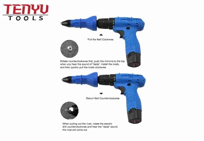 Hex Shank Electric Blind Rivet Gun Drill Adapter Tool Kit for home DIY or Outdoor Use