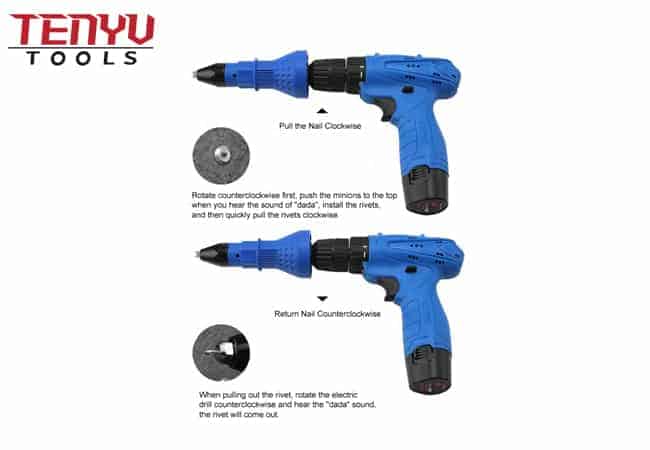 Kit de adaptador de pistola remachadora eléctrica, kit de combinación de  herramientas de accesorio de taladro remache, con llave y accesorios de  caja