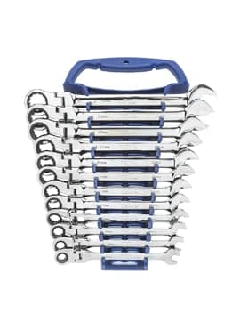 Metric 8-19mm Axe Hammer Ratchet Gear Spanner Ratcheting Wrench Combination Set Auto Repair Mirror Tools with Plastic Tray
