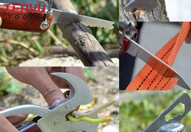 Multifunktions-Hammerwerkzeug Outdoor Survival Gear Axt mit strapazierfähigem Beutel Campingzubehör mit Axt Hammermesser Sägezange