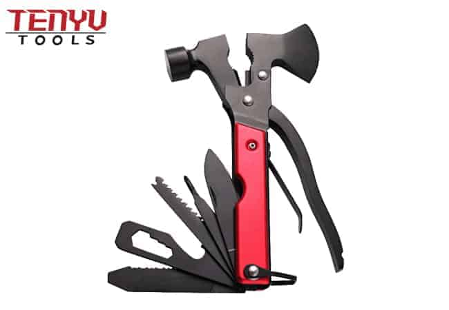 Multifunktions-Hammerwerkzeug Outdoor Survival Gear Axt mit strapazierfähigem Beutel Campingzubehör mit Axt Hammermesser Sägezange