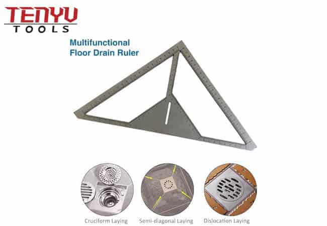 Regla multifunción, regla de drenaje de suelo de acero inoxidable, herramienta de albañil, regla triangular, regla de medición de azulejo tipo flor de mano rápida