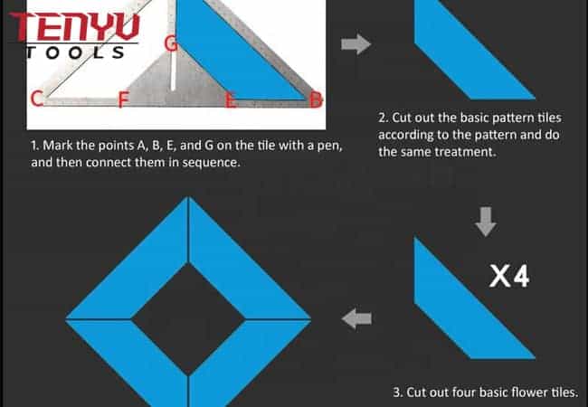 Regla multifunción, regla de drenaje de suelo de acero inoxidable, herramienta de albañil, regla triangular, regla de medición de azulejo tipo flor de mano rápida