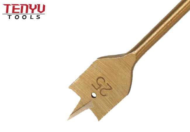 Titanium Coated Hexagon Shank Tri-Point Flat Wood Spade Paddle Drill Bit for Wood Drilling
