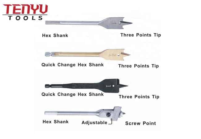 Titanium Coated Hexagon Shank Tri-Point Flat Wood Spade Paddle Drill Bit for Wood Drilling
