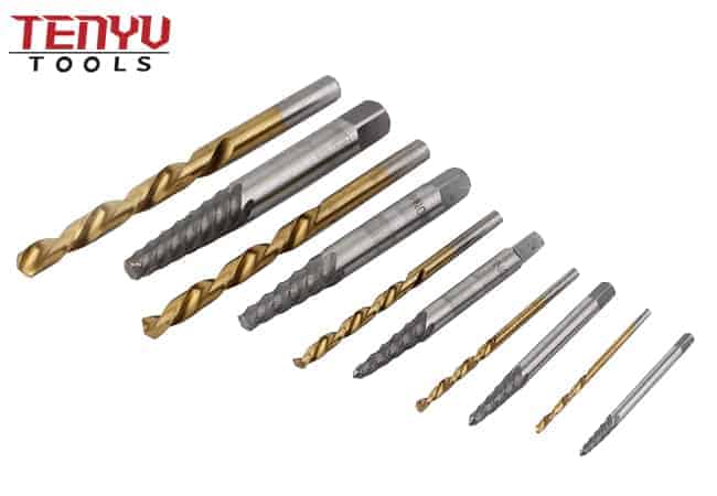 10 Uds herramienta extractora de tornillos rotos extractor de tornillos dañados juego de Extractor de tornillos dañados en caja de Metal