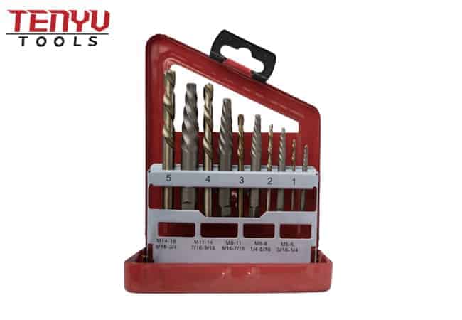10 Uds herramienta extractora de tornillos rotos extractor de tornillos dañados juego de Extractor de tornillos dañados en caja de Metal