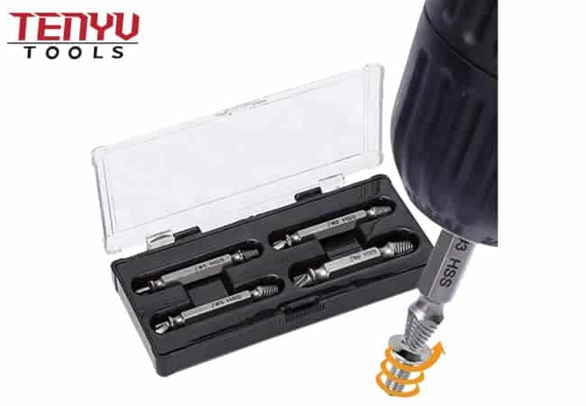 4 Uds S2 4341 herramienta extractora de tornillos rotos Kit extractor de tornillos dañados para sacar tornillos dañados de manera rápida
