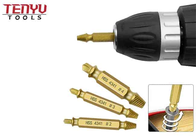 6 uds 4341 herramienta extractora de tornillos rotos recubierta de titanio extractor de tornillos dañados juego de extractores de tornillos dañados