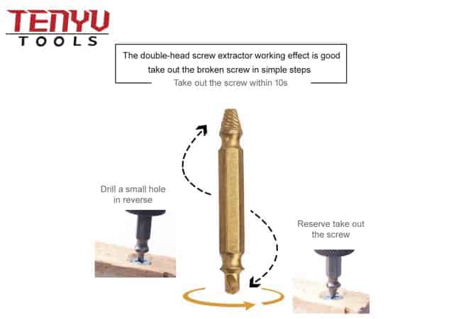 6 uds 4341 herramienta extractora de tornillos rotos recubierta de titanio extractor de tornillos dañados juego de extractores de tornillos dañados