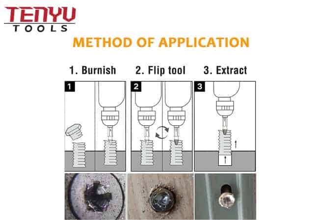 6 uds 4341 herramienta extractora de tornillos rotos recubierta de titanio extractor de tornillos dañados juego de extractores de tornillos dañados
