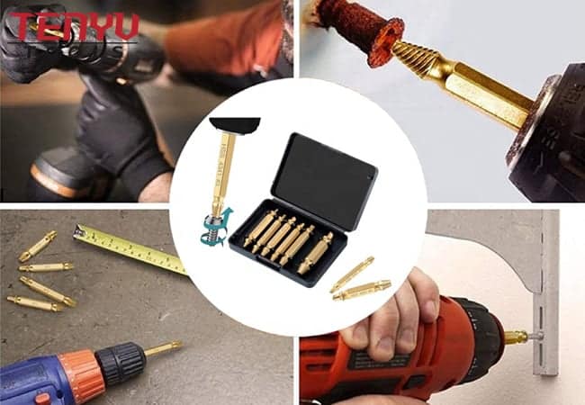 6 uds 4341 herramienta extractora de tornillos rotos recubierta de titanio extractor de tornillos dañados juego de extractores de tornillos dañados