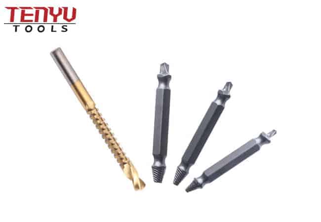 Extracteur de vis cassées à oxyde noir HSS 4241 avec kit de foret de scie revêtu de titane