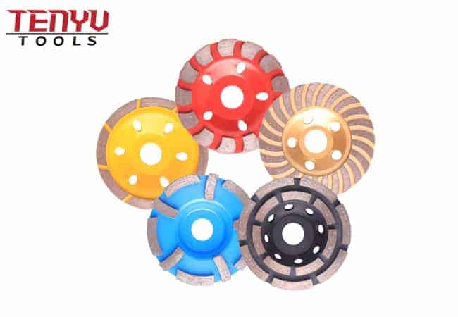 Tratamiento térmico Ruedas de copa de diamante con borde turbo de 4 pulgadas para hormigón y piedra Cerámica Molienda de baldosas de mármol