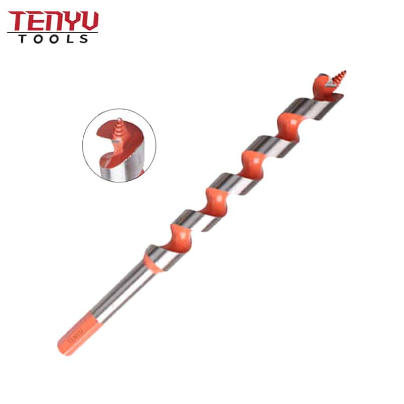 colorful flute wood auger drill bits with hex shank single flute screw point for smooth and clean wood drilling