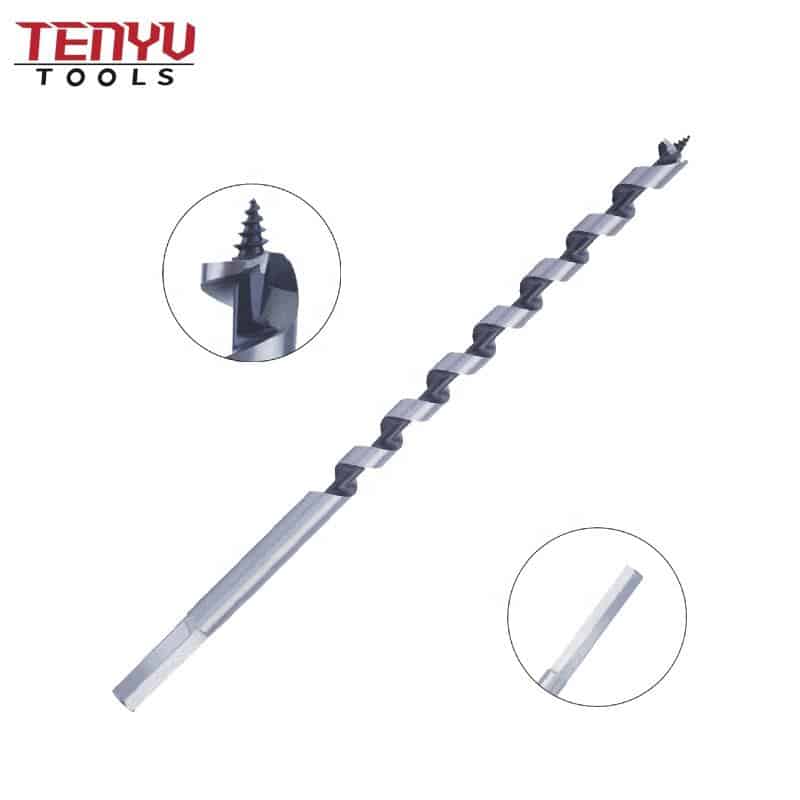 hex shank single spur carbon steel wood auger drill bit for drilling smooth holes on wood plastic