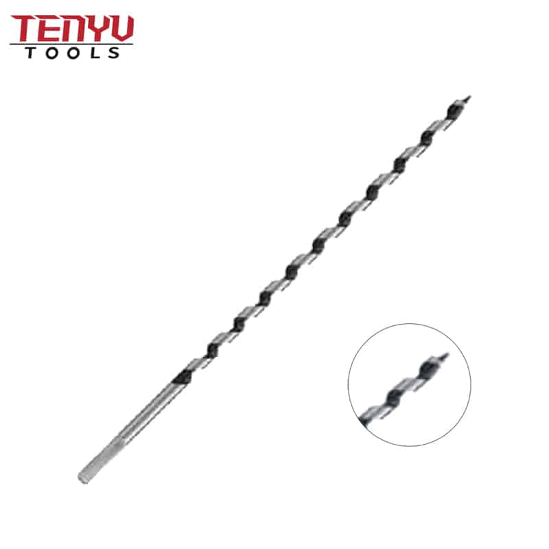 long length wood auger drill bit with hex shank screw point designed for drilling deep smooth clean holes in wood