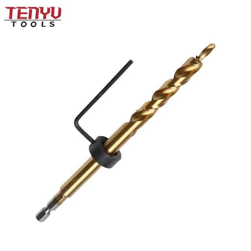 round shank replacement twist pocket hole step drill bit with depth stop collar and wrench for manual pocket hole systems