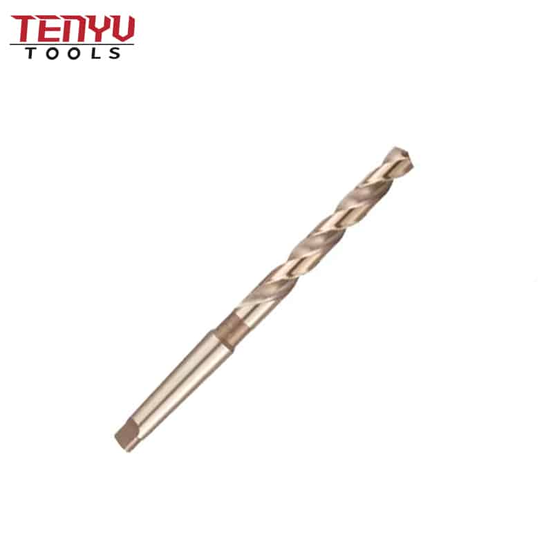 510 cobalt steel taper shank drill bit gold oxide finish 2 morse taper shank 135 degree notch point 7 16 size