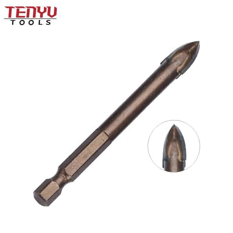 8mm amber coated hex shank glass drill bit for glass ceramic porcelain tile drilling