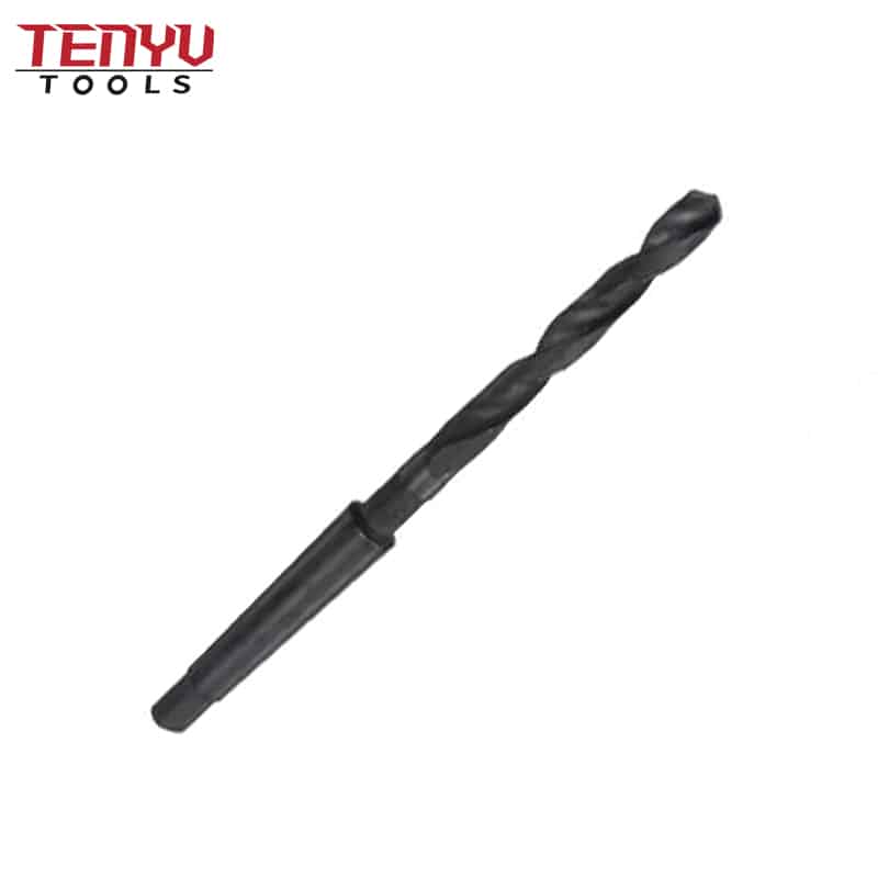 9mm twist drill bit with mt1 morse taper shank, 80mm flute length high speed steel black oxide