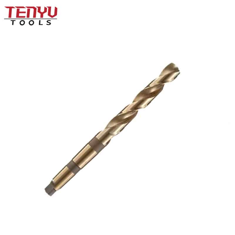 cobalt steel taper shank drill bit bronze oxide finish morse taper shank spiral flute 135 degree point angle 7 8