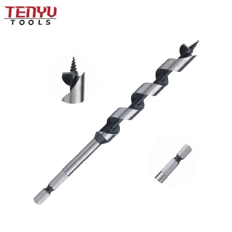 quick change hex shank screw point self feed wood drill auger bits designed for drilling deep smooth clean holes in wood