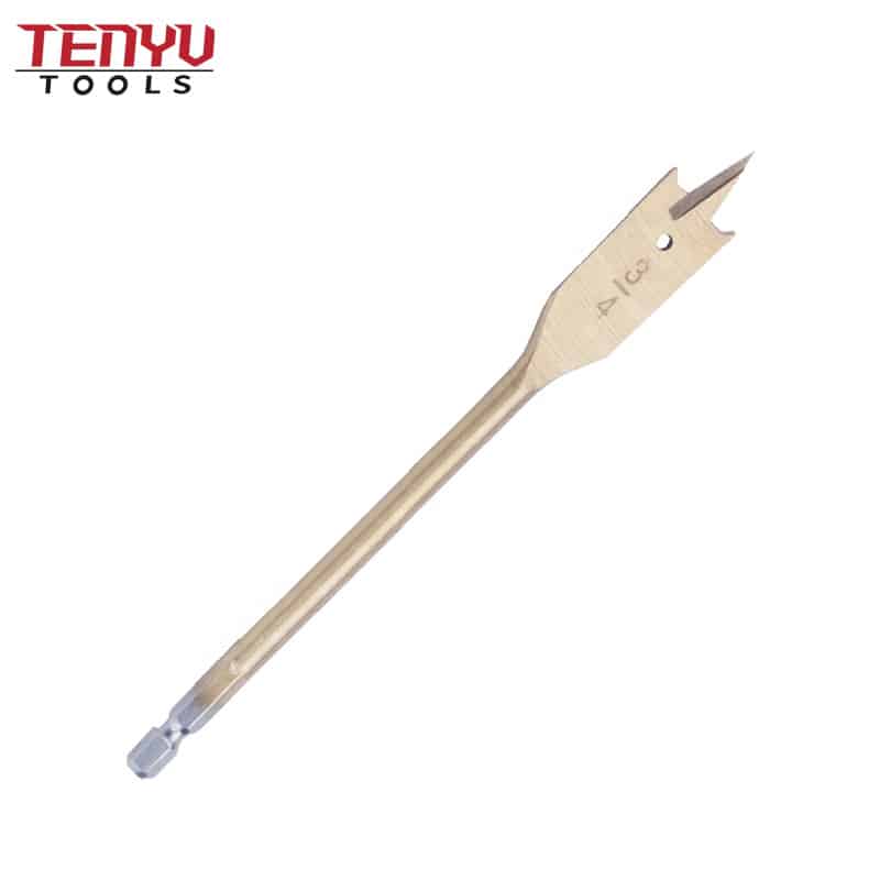 wood spade drill bit titanium coated quick change hex shank tri point flat with cutting groove for wood drilling