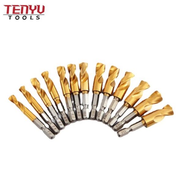 din1897 hex shank metal hss twist stub short titanium coated drill bit