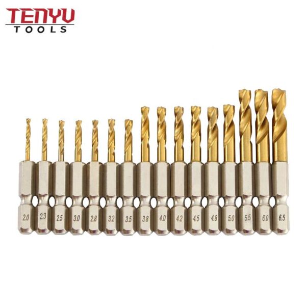 din1897 hex shank metal hss twist stub short titanium coated drill bit