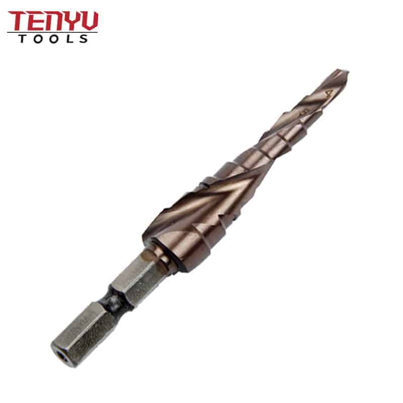 plastic box single flute hex shank spiral flute hss cobalt sheet metal step drill bit
