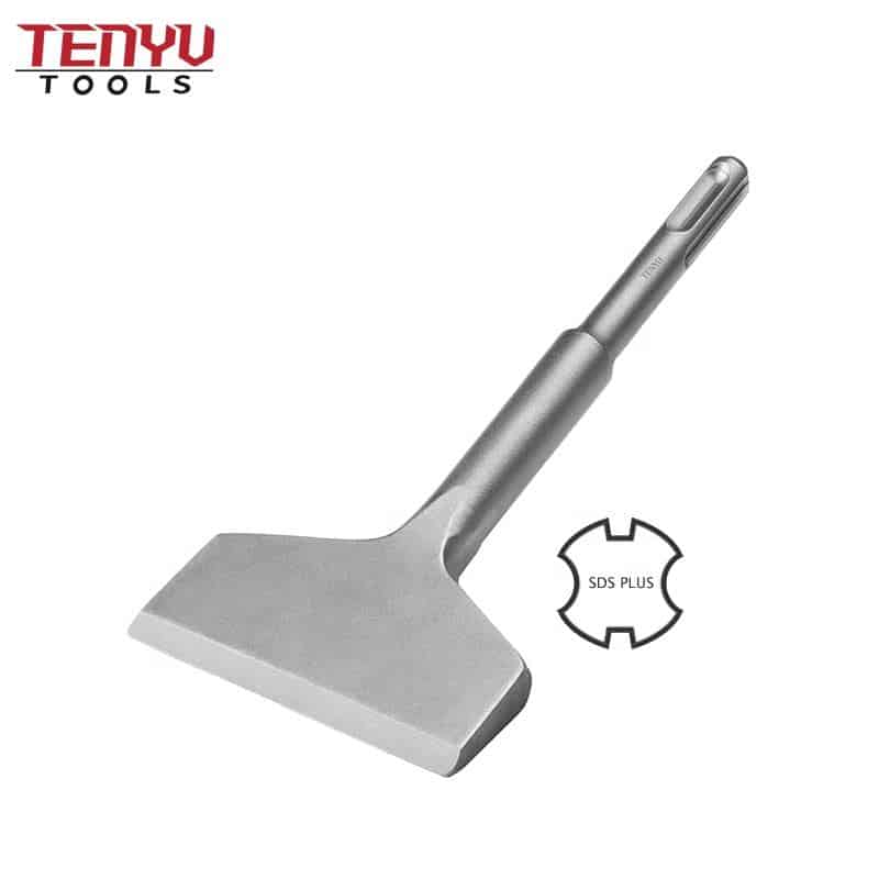 Removedor de azulejos doblados con manivela plana ancha tratada térmicamente de 75 mm sds más broca de cincel