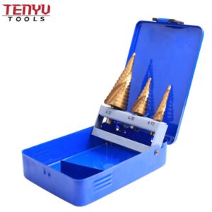 hss 4241 round shank unibit double spiral flute step tapered drill bit set for metal drilling