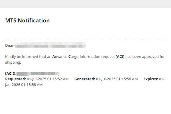 MTS Notification MTS Notification