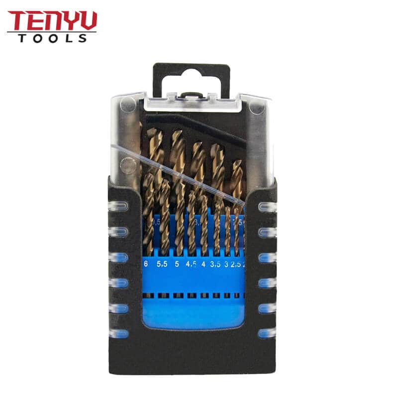 19pcs m35 co5% hss twist cobalt drill bit set for metal with rose box