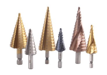metric size spiral straight flute sheet metal hss step cone drill bit set with triangle hex shank
