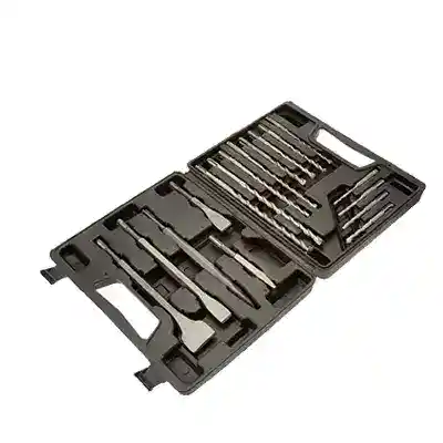 17pcs rotary hammer chisel bit and sds plus shank drill bits set with plastic portable storage case for bricks concrete masonry 4 1.webp