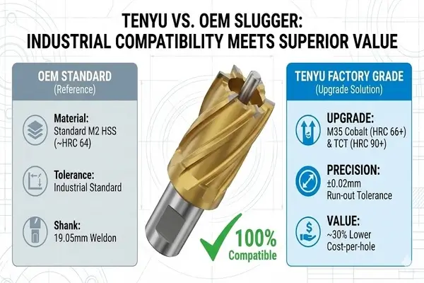 Weldon Shank Annular Cutter for Slugger Drill Full Range Weldon Shank Slugger Cutter