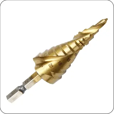 high speed steel 6542 titanium step cone drill bit metric size double flute for stainless steel cutting2