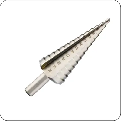 metric size round shank step drill bit set with silver surface for stainless steel cutting in plastic box 3