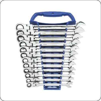 metric 8 19mm axe hammer ratchet gear spanner ratcheting wrench combination set auto repair mirror tools with plastic tray