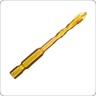 titanium coated double r hex shankcross carbide tip glass drill bit with flute