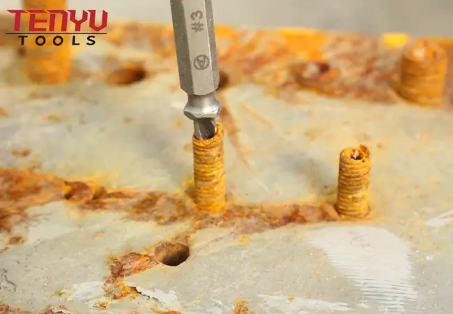 screw extractor for broken screw taken