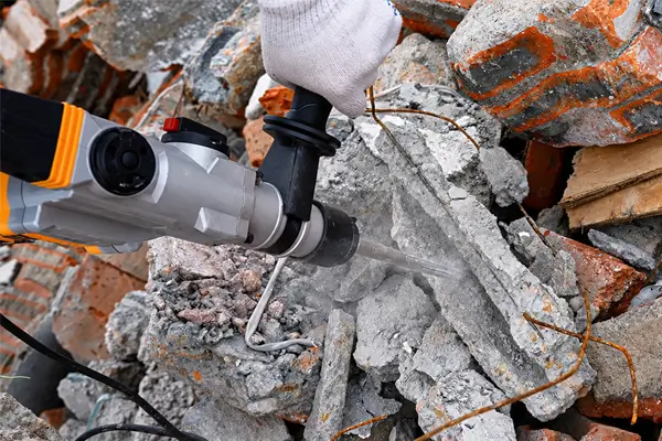 SDS Chisel Used with Rotary Hammer for Concrete Demolition